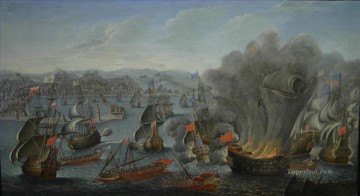 Landscapes Painting - Combate Naval De Palermo 1676 Pierre Puget Sea Warfare